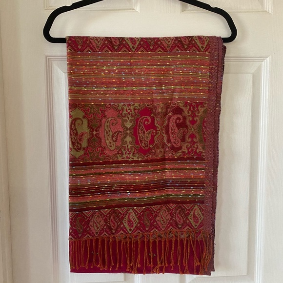PASHMINA Pink Multicolor Scarf/Shawl - Picture 1 of 2